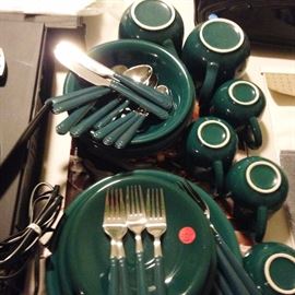 Gibson 20 pieces stoneware green diner set for four ($25.00).