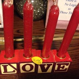 four candles spell LOVE or NOEL ($2.00/set)