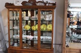 Vintage duck decoys, Pfatzgraff Naturewood,  Luneville Pottery, Strasbourg Tulip from France, Jeanette pink milk glass, milk glass punch cups, Watering can from Italy, Limoge casserole & serving didh