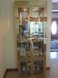 Modern Brass  4-Door Brass Illuminated                   Curio Cabinet Mastercraft