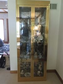 Modern Brass  4-Door Brass Illuminated                   Curio Cabinet Mastercraft
