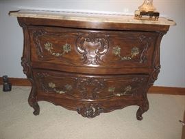 Rococo Bow Front Chest with Marble Top
