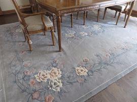 Art Dec Chinese Hand Knotted Wool Oriental Rug
Light Blue with White Roses
