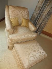 Club Chair & Ottoman in Custom Gold Fabric
