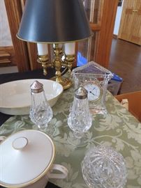 misc Waterford, Shakers,  Paperweight and Clock