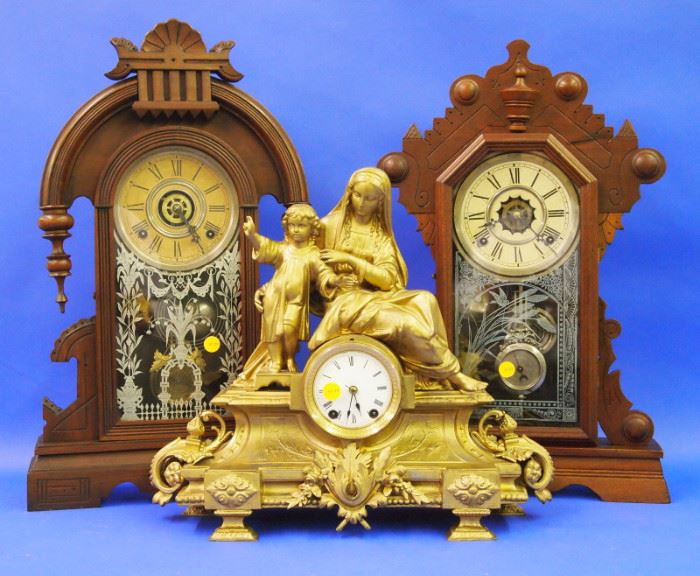 Walnut Shelf Clocks, Seth Thomas Figural Clock