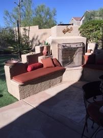 Cushions and Pillows around fireplace are Not for sale:, Fireplace Screen Not for Sale