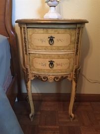 Vintage French End Tables, Nighstands with Marble Top