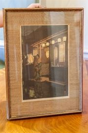 one of two Yoshida woodblock prints -- both of the period