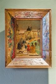 one of two antique Venetian polychromes on wood