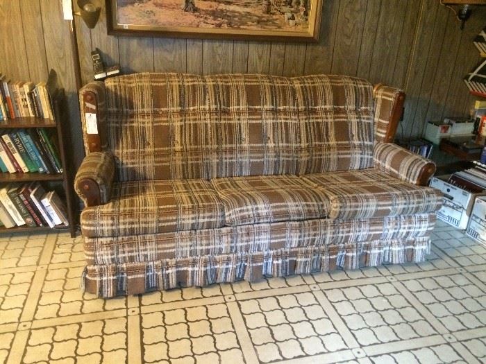 #65 Brown hide-a-bed sofa $35