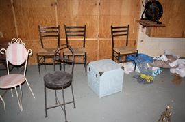 More side chair in great conition.  One in front is made from rebar.