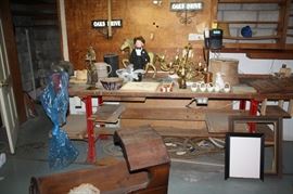 Items on bench are for sale but not bench or things attached to bench