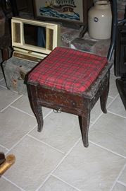 Antique bench/footstool with sotrage