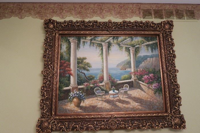 Beautiful Painting with Ornate Gold Bronze Color Frame 62 1/2'' W x 50 1/2'' H x 4 1/2'' D
