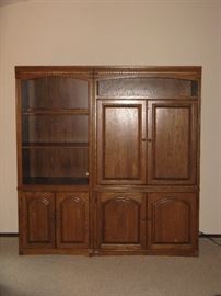 Solid Wood 2 pieces Matching Set - Left Side is a book case/Right side is entertainment center for flat screen TV - pieces are being sold seperately