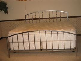 King Size Bed with Silver-Tone Metal Bed Frame