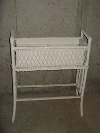 Vintage White Wicker Plant Stand