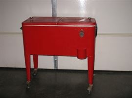 Red Cooler on Wheels