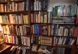 Hundreds of books (view of case in den)