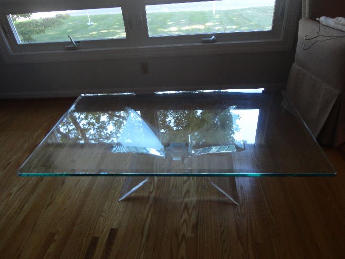 Beautiful 1970's Mid century modern lucite and glass "butterfly" coffee table.