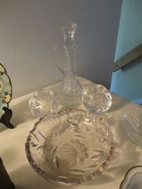 Selection of cut and pressed glass.