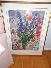 Marc Chagall print in gilded style frame.