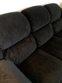 Ready for a family room 3 cushion dk. green sofa...