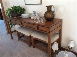 Baker MCM table with coordinating caster seating