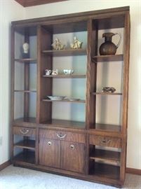 MCM modular wall unit by Drexel with brass pulls
