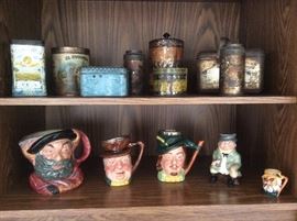 Antique tins, Toby jug collection