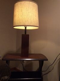 MCM lamp, antique magazine table