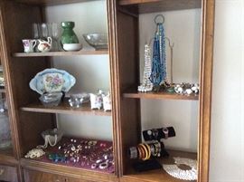 Colorful costume jewelry including necklaces, bracelets and earrings 