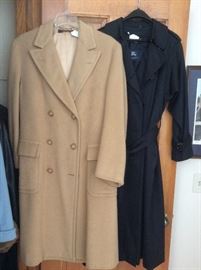Vintage Brooks Brothers men's camel coat, Burberry women's trench coat