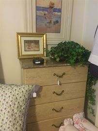 Four drawer chest; "Little Girl on the Beach" art