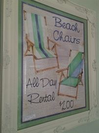 "Beach Chair Rental" framed art