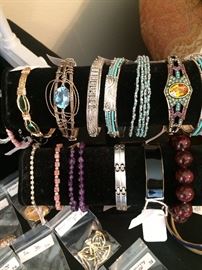 Some of the many bracelets