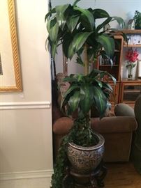 Large artificial plant; planter stand
