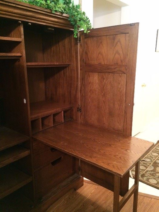 Armoire has fold-out desk --- great for conserving space