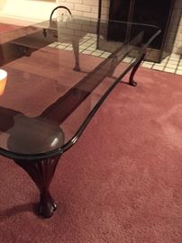 Glass topped coffee table