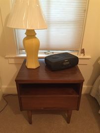 Mid-Century nightstand, lamp also