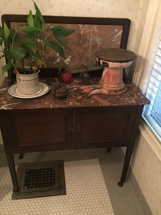 Antique Mahogany Cabinet with marble Top