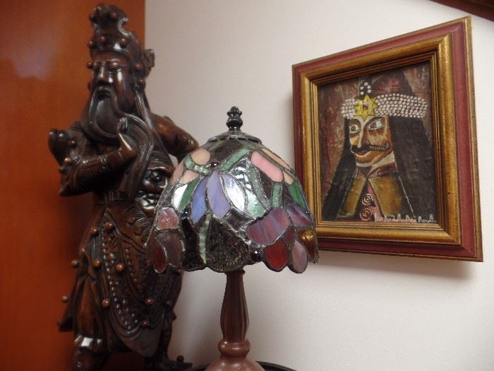 Vlad the Impaler , Asian carving and stain glass lamp