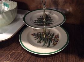 Vintage Spode Christmas Tree 2 tier tray