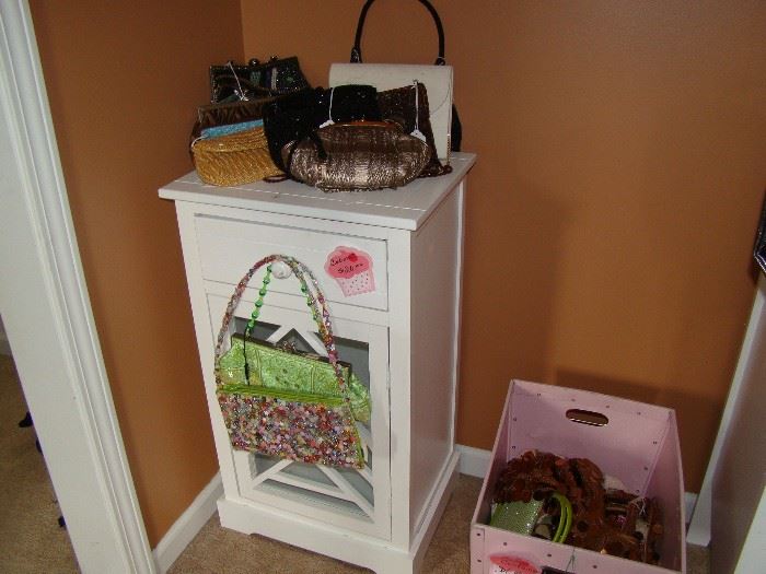 night stand and purses 