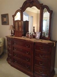 Double dresser with tri-fold mirror by Wynwood