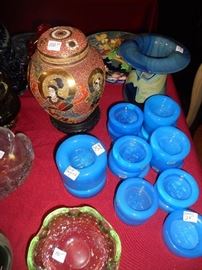 Erik Hoglund glass blue round items