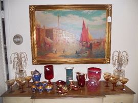 ca. 1920s Venetian oil painting signed H. Walker