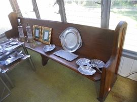 large antique oak pew bench