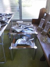 Chrome and glass tables